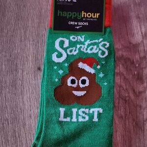 Tipsy Elves Green Santa's List Crew Socks